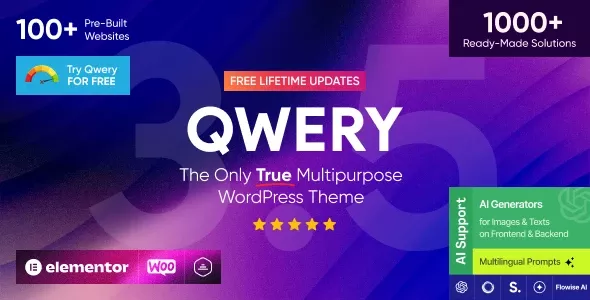 Qwery - 3.5.0 开心版 多用途商业 WordPress 和 WooCommerce 主题 + ChatGPT 3.5.0