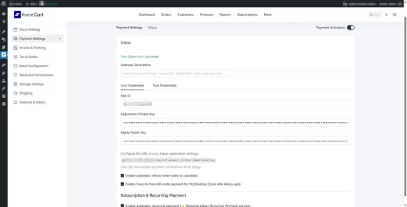 FluentCart 支付宝付款网关插件：WPKJ FluentCart Alipay Payment