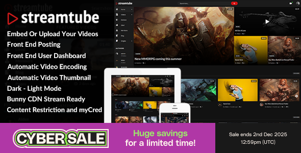 StreamTube 4.15 – 视频流式WordPress主题