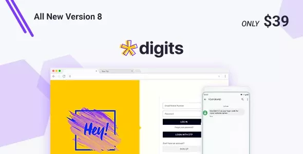 Digits 8.6.3.9 WordPress 手机号码 OTP 注册和登录表单插件
