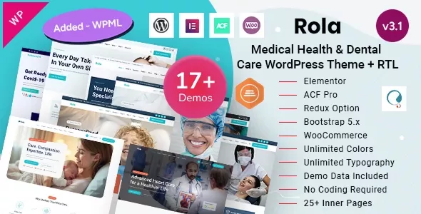Rola 3.1 – 医疗健康、牙医诊所和医疗保健 WordPress 主题