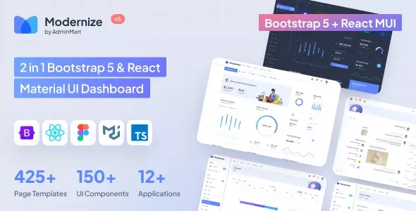 Modernize 5.0 – Bootstrap 5 和 React MUI 后台管理模板