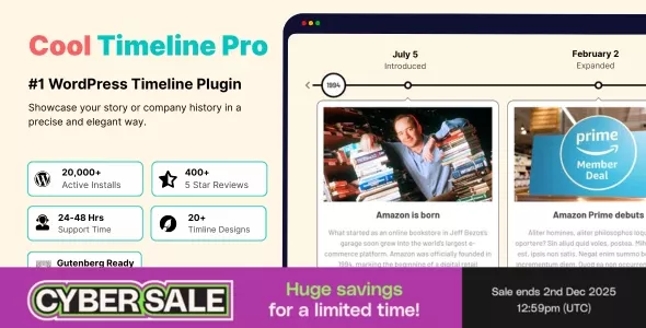Cool Timeline Pro 4.9.2 – 横向与纵向时间线 WordPress插件