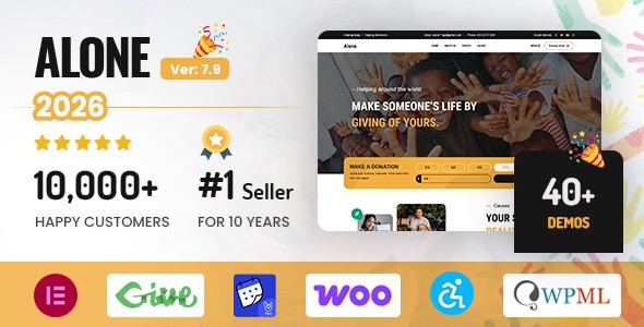 Alone 7.9.2.1 – 慈善多功能非营利WordPress主题