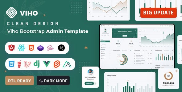 Viho – HTML Laravel Bootstrap 5 框架 后台模板