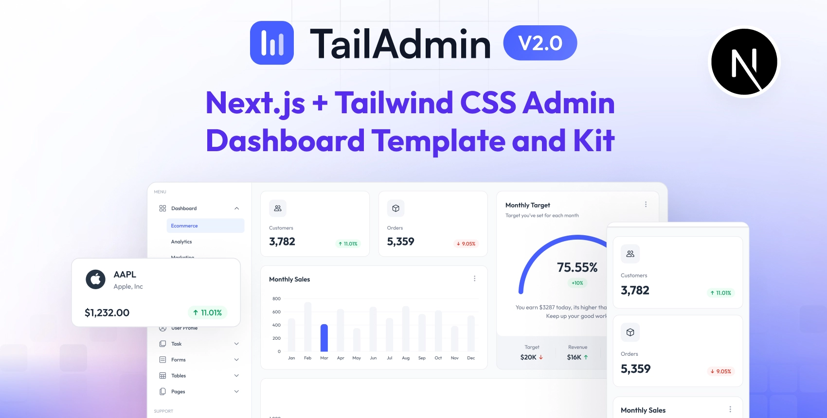 TailAdmin - Next.js Tailwind CSS 管理仪表板模板 v2.2 开源版 TailAdmin - Next.js Tailwind CSS 管理仪表板模板 v2.2 开源版