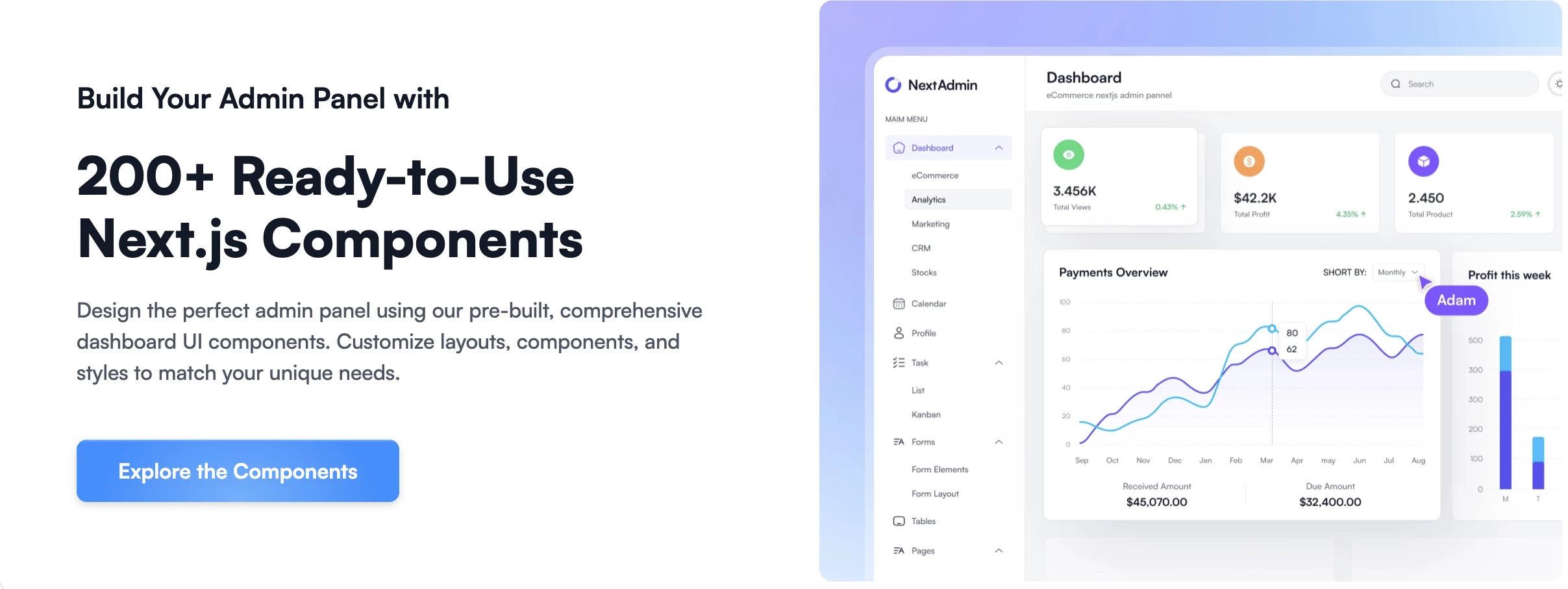 NextAdmin - Next.js 管理员仪表板模板和工具包 v1.2 开源版 NextAdmin - Next.js 管理员仪表板模板和工具包 v1.2 开源版