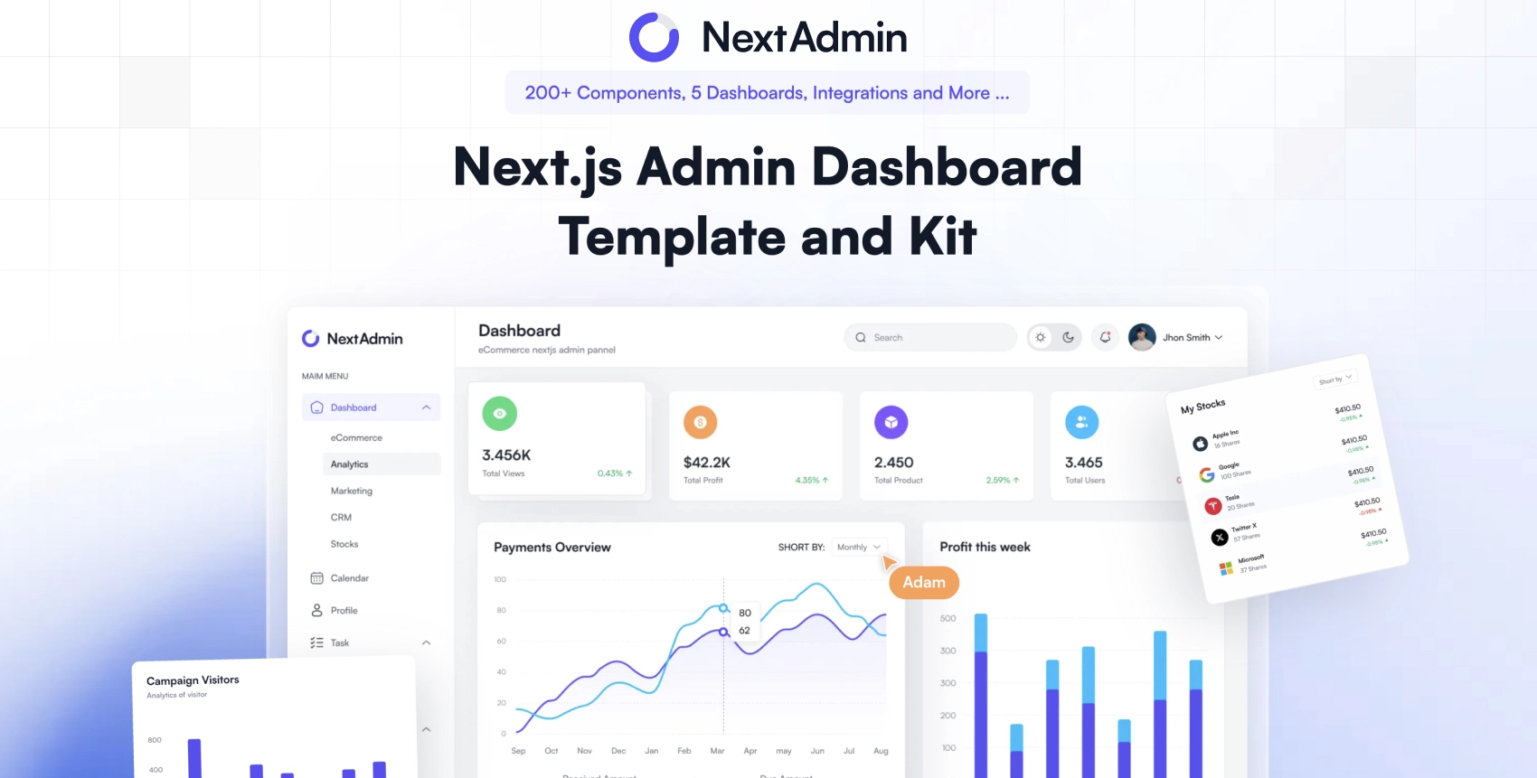 NextAdmin - Next.js 管理员仪表板模板和工具包 v1.2 开源版 NextAdmin - Next.js 管理员仪表板模板和工具包 v1.2 开源版