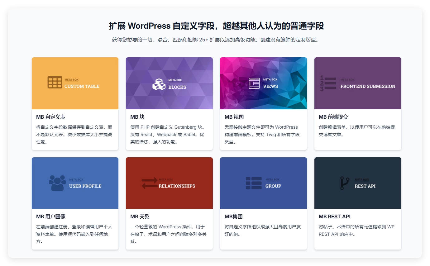 Meta Box 5.10.13 + AIO 3.3.2 + Builder 5.1.2 – 动态 WordPress 框架插件 Meta Box 5.10.13 + AIO 3.3.2 + Builder 5.1.2 – 动态 WordPress 框架插件